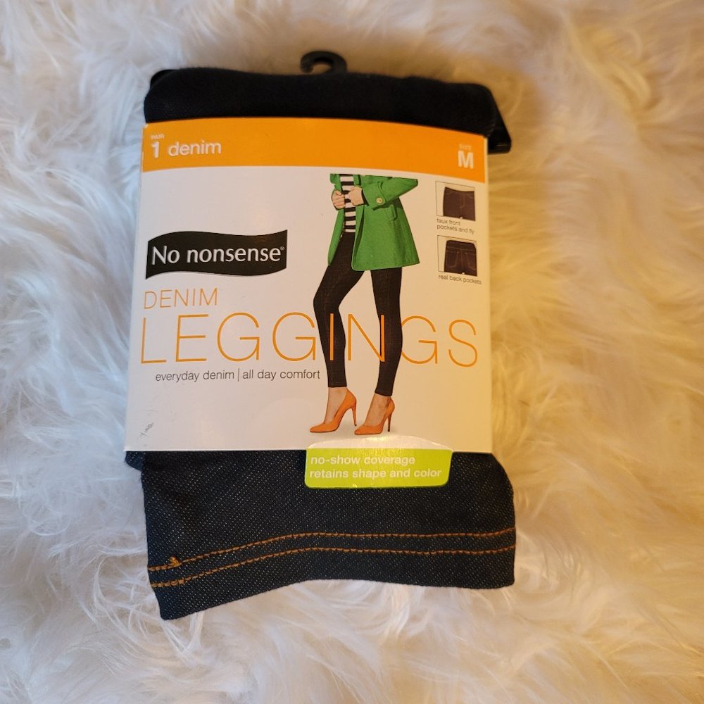 NEW No Nonsense Jeggings with Back Pockets, Size Small Blue Leggings NWT